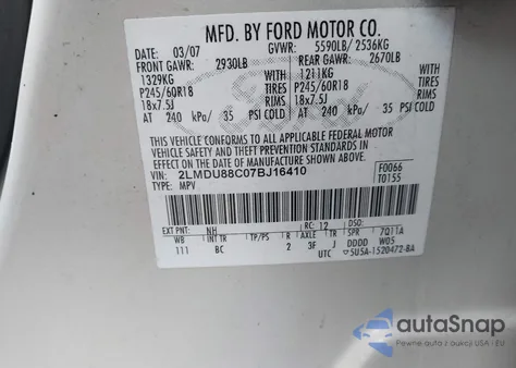 2007 Lincoln Mkx from USA, damaged, VIN 2LMDU88C07BJ16410